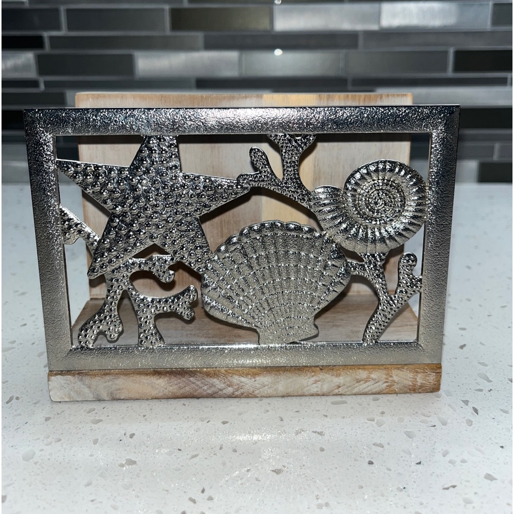 Thirstystone Acacia Wood Seashell Napkin Holder